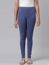 Load image into Gallery viewer, Go Colors Jeans Blue Cotton Stretch  Ankle Length Leggings
