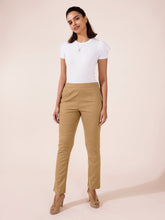 Load image into Gallery viewer, Go Colors Light Brown Linen Pencil Pant
