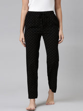 Load image into Gallery viewer, Go Colors Black Woven Viscose Printed Lounge Pants
