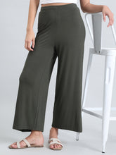 Load image into Gallery viewer, Go Colors Olive Viscose Knit Palazzo
