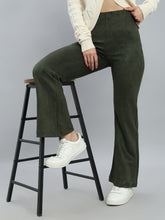 Load image into Gallery viewer, Go Colors Dark Olive Suede Bell Bottom
