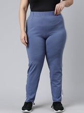 Load image into Gallery viewer, Go Colors Jeans Blue Cotton Stretch Side Stripes Track Pant
