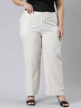 Load image into Gallery viewer, Go Colors White Cotton Stripes Cargo Pant
