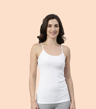 Load image into Gallery viewer, Enamor Sleeveless Scoop Neck Regular Length Camisole For Women - Slim Fit, Soft Stretch Cotton - E003 (White)
