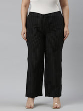 Load image into Gallery viewer, Go Colors Black Cotton Stripes Cargo Pant
