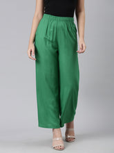 Load image into Gallery viewer, Go Colors Emerald Green Woven Viscose Basic Palazzo
