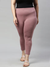 Load image into Gallery viewer, Go Colors Dusty Voilet Cotton Stretch Cropped Leggings
