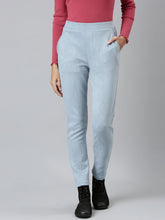 Load image into Gallery viewer, Go Colors Aqua Poly Stretch Suede Tregging
