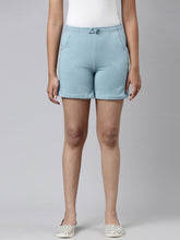 Load image into Gallery viewer, Go Colors Dusty Blue Cotton Knit Shorts

