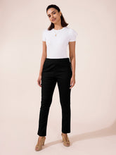 Load image into Gallery viewer, Go Colors Black Linen Pencil Pant
