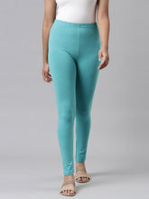 Load image into Gallery viewer, Go Colors Dark Mint Cotton Stretch  Ankle Length Leggings
