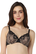 Load image into Gallery viewer, Amante Sheer Luxe Padded Wired Demi Bra - Black &amp; Stucco 101801
