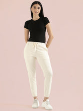 Load image into Gallery viewer, Go Colors Cream Cotton Poly Stretch Cuffed Joggers
