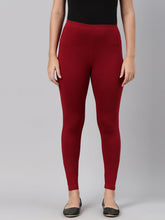 Load image into Gallery viewer, Go Colors Bright Red Cotton Stretch Ankle Length Leggings
