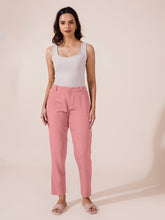Load image into Gallery viewer, Go Colors Rusty Pink Crepe Tapered Trouser
