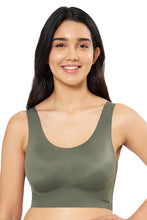 Load image into Gallery viewer, Amante Skins Support Solid Non Padded Non-Wired Scoop Neck Cami Bra - Slate Green 83501
