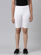 Load image into Gallery viewer, Go Colors White Cotton Stretch  Cycling Shorts
