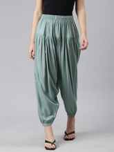 Load image into Gallery viewer, Go Colors Ocean Green Woven Viscose Harem Pant
