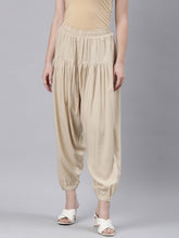 Load image into Gallery viewer, Go Colors Dark Cream Woven Viscose Harem Pant

