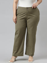Load image into Gallery viewer, Go Colors Olive Green Cotton Stripes Cargo Pant
