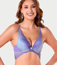 Load image into Gallery viewer, Enamor F191 Padded Wired Medium Coverage Butterfly Enhancer Plunge Push-Up Bra - Blue Wave

