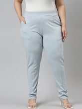 Load image into Gallery viewer, Go Colors Dusty Blue Roma Ponte Pants
