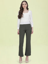Load image into Gallery viewer, Go Colors Olive Roma Ponte Flared Pant
