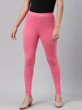 Load image into Gallery viewer, Go Colors Young Pink Cotton Stretch Ankle Length Leggings
