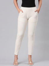 Load image into Gallery viewer, Go Colors Cream Cotton Polyester Corduroy Jeggings
