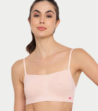Load image into Gallery viewer, Enamor Moulded Double Layer Front Women's Cotton Cami Bra - Detachable Slim Straps with Back Keyhole, Non Padded, Wirefree, High Coverage - A022 (Pearl)

