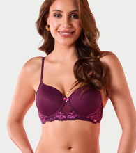 Load image into Gallery viewer, Enamor F194 Padded Wired High Coverage Glam Wave Smooth Bra - Plum Swirl
