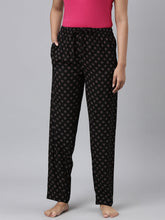 Load image into Gallery viewer, Go Colors Black Woven Viscose Printed Lounge Pants
