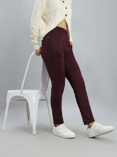Load image into Gallery viewer, Go Colors Wine Poly Stretch Suede Tregging

