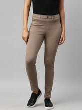 Load image into Gallery viewer, Go Colors Light Brown Cotton Polyester Super Stretch Jeggings
