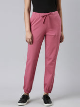 Load image into Gallery viewer, Go Colors Light Wine Cotton Stretch Casual Joggers
