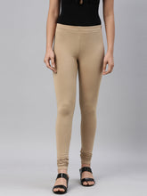 Load image into Gallery viewer, Go Colors Khaki Cotton Stretch Churidar
