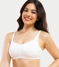 Load image into Gallery viewer, Enamor Innovations Intellifresh Antimicrobial Minimizer Everyday Cotton Bra for Women - Padded, Wirefree, Full Coverage - A058 (White) (White)
