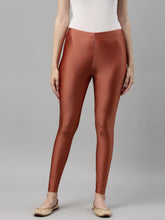 Load image into Gallery viewer, Go Colors Rust Nylon Stretch Shimmer Leggings
