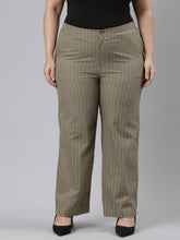 Load image into Gallery viewer, Go Colors Olive Green Cotton Stripes Cargo Pant
