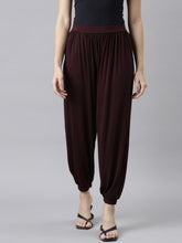 Load image into Gallery viewer, Go Colors Dark Wine Viscose Stretch Harems
