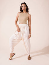 Load image into Gallery viewer, Go Colors Ecru Woven Viscose Harem Dhoti Pant
