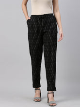 Load image into Gallery viewer, Go Colors Black Linen Ikat Pencil Pant
