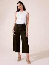 Load image into Gallery viewer, Go Colors Olive Green Linen Blend Culottes

