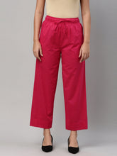 Load image into Gallery viewer, Go Colors Dark Pink Cotton Wide Leg Pants
