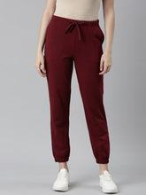 Load image into Gallery viewer, Go Colors Maroon Cotton Stretch Casual Joggers
