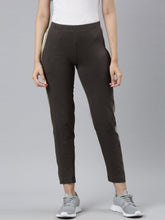 Load image into Gallery viewer, Go Colors Silver Grey Cotton Stretch Side Stripes Track Pant
