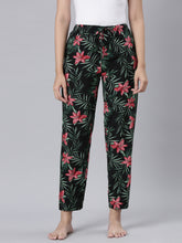 Load image into Gallery viewer, Go Colors Black Woven Viscose Printed Lounge Pants
