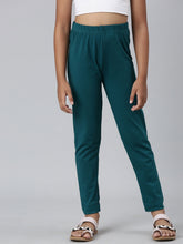 Load image into Gallery viewer, Go Colors Bright Turquoise Cotton Stretch  Ankle Length Leggings
