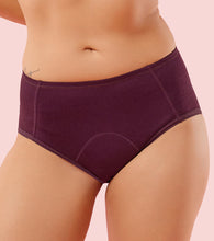 Load image into Gallery viewer, Enamor IP12 Bamboo Cotton Period Panty - Mid Waist, Full Back Coverage, Extended Protective Lining  with Extra Layer at the Crotch - Grape Wine
