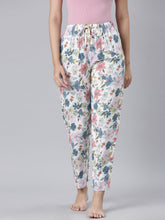 Load image into Gallery viewer, Go Colors White Woven Viscose Printed Lounge Pants
